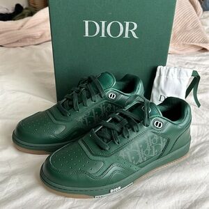 New DIOR World Tour Green Oblique Galaxy Calfskin Leather Sneakers Shoes EU 43